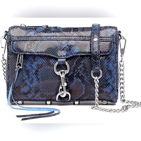 Rebecca Minkoff Handbags - Rebecca Minkoff Blue Silver Snake Embossed Print Mini M.A.C. Crossbody Bag
